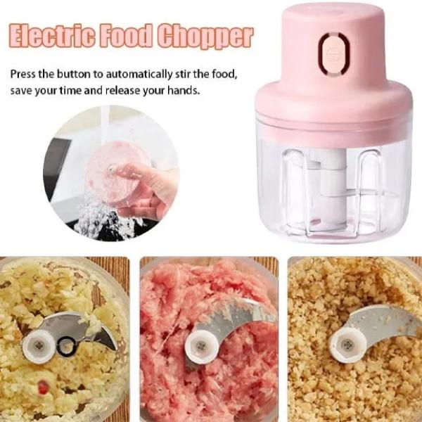 Pink Electric Food Chopper 250ml Portable ABS