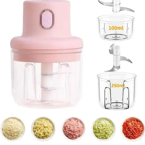Pink Electric Food Chopper 250ml Portable ABS