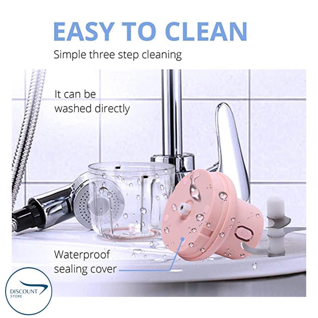 Pink Electric Food Chopper 250ml Portable ABS