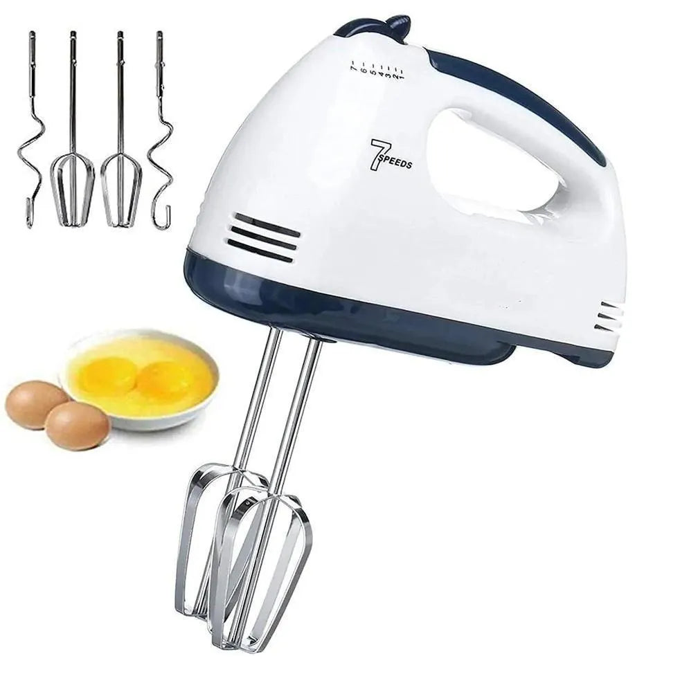 White 7-Speed Electric Hand Mixer with Attachments