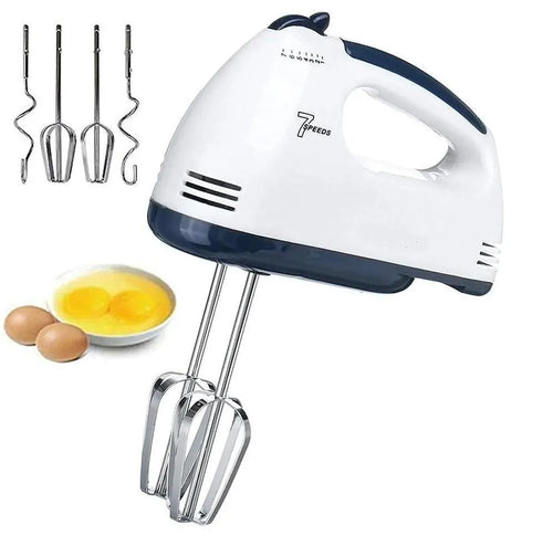 White 7-Speed Electric Hand Mixer with Attachments