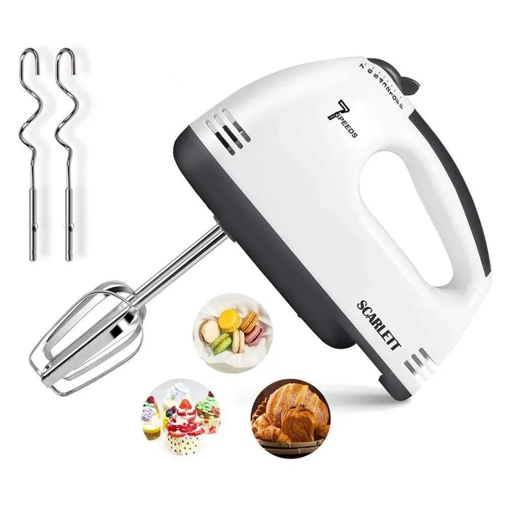 White 7-Speed Electric Hand Mixer with Attachments