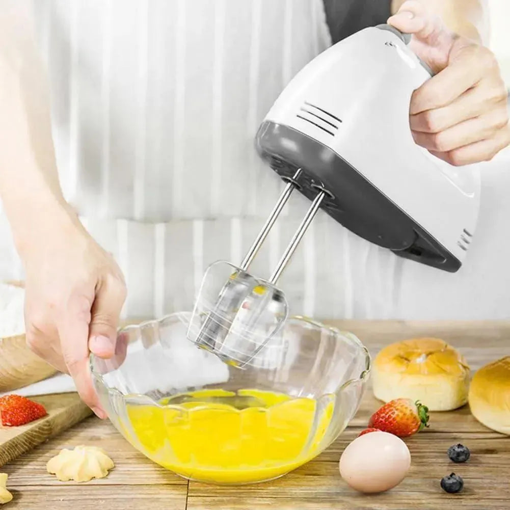 White 7-Speed Electric Hand Mixer with Attachments