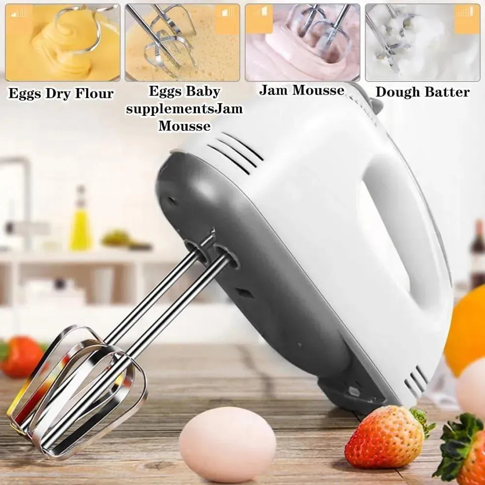 White 7-Speed Electric Hand Mixer with Attachments