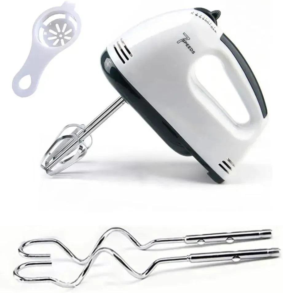 White 7-Speed Electric Hand Mixer with Attachments