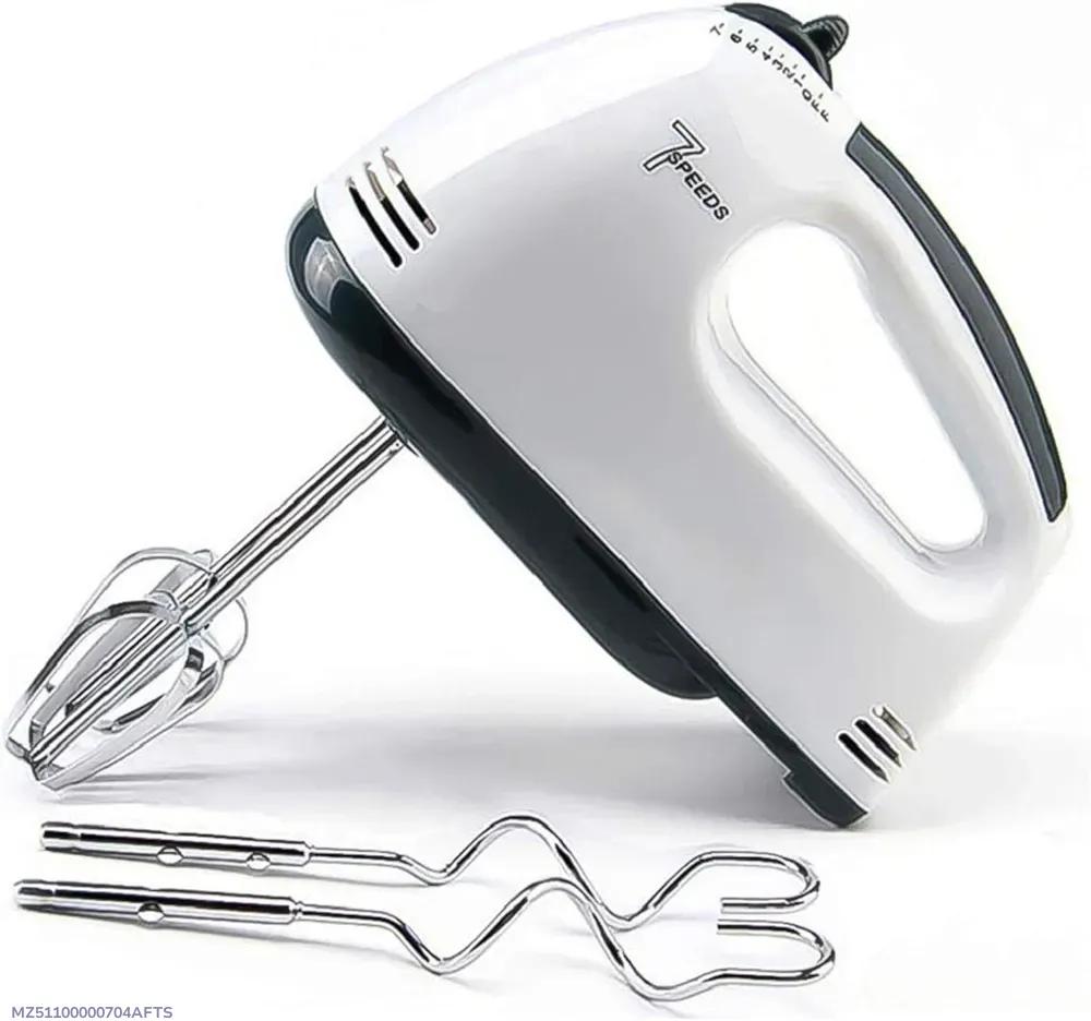 White 7-Speed Electric Hand Mixer with Attachments